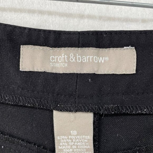 Croft & Barrow Pants Womens 18 Black Straight Leg High Rise Regular Fit Button - Picture 8 of 9